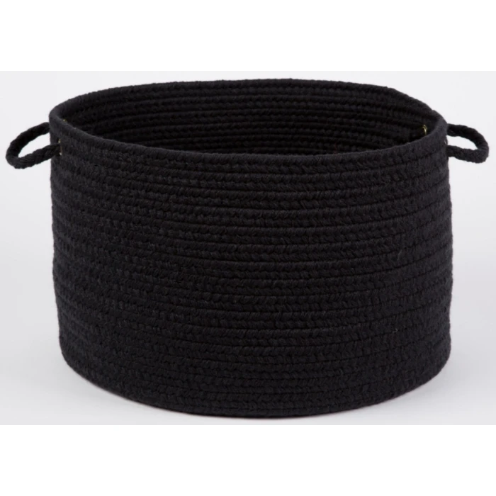 Rhody Solid Wool Black S112 18 in. X 12 in. Basket Rug