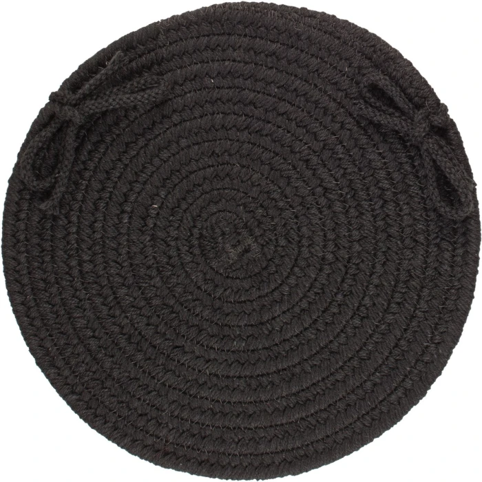 Rhody Solid Wool Black S112 15 in. X 15 in. Chair Pad Set-of-4 Rug