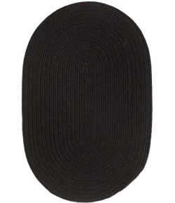 Rhody Solid Wool Black S112 7 ft. X 9 ft. Oval Braided Rug