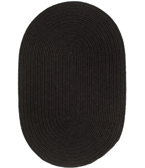 Rhody Solid Wool Black S112 7 ft. X 9 ft. Oval Rug