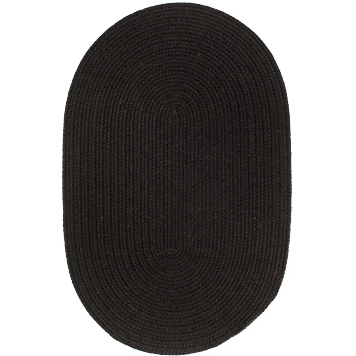 Rhody Solid Wool Black S112 4 ft. X 6 ft. Oval Rug