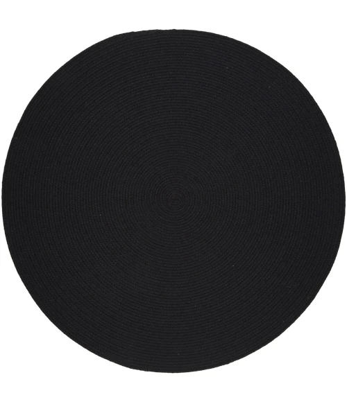 Rhody Solid Wool Black S112 4 ft. X 4 ft. Round Rug