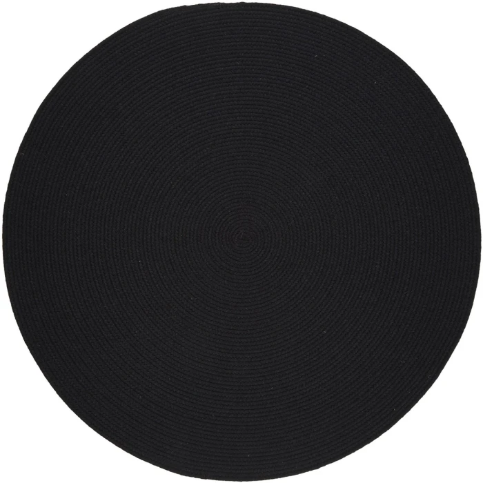 Rhody Solid Wool Black S112 10 ft. X 10 ft. Round Rug