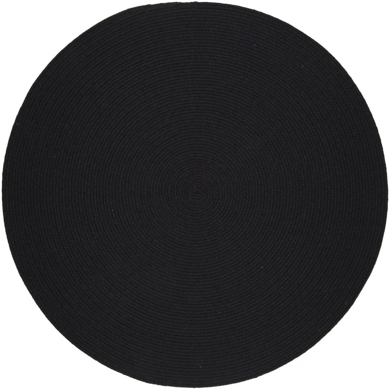 Rhody Solid Wool Black S112 8 ft. X 8 ft. Round Rug