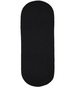 Rhody Solid Wool Black S112 2 ft. X 4 ft. Oval Runner Braided Rug