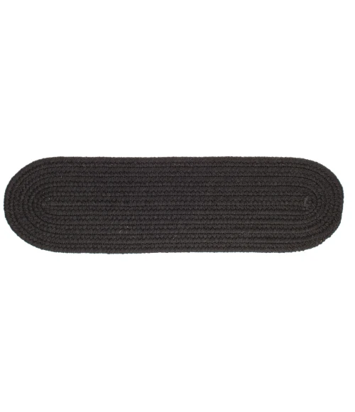 Rhody Solid Wool Black S112 8 in. X 28 in. Stair Tread Set-of-13 Rug