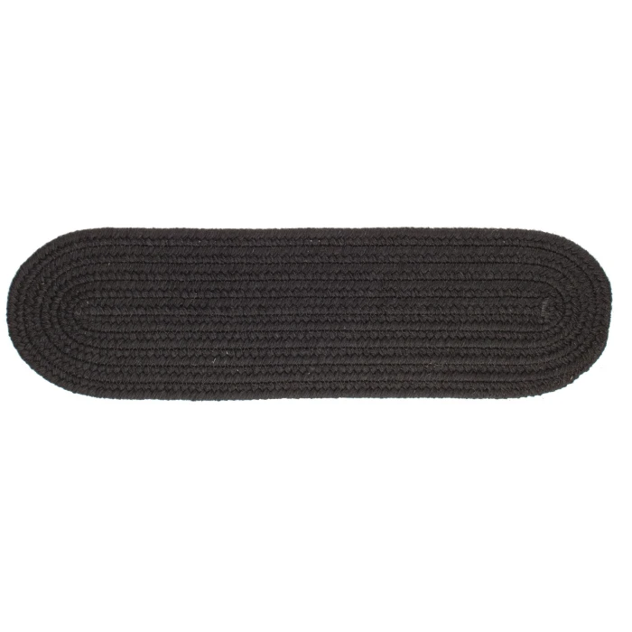Rhody Solid Wool Black S112 8 in. X 28 in. Stair Tread Set-of-13 Rug