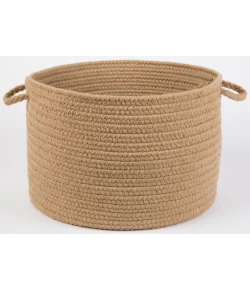 Rhody Solid Wool Taupe S114 18 in. X 12 in. Basket Braided Rug