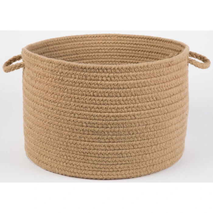 Rhody Solid Wool Taupe S114 18 in. X 12 in. Basket Rug