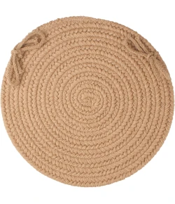 Rhody Solid Wool Taupe S114 15 in. X 15 in. Chair Pad Braided Rug