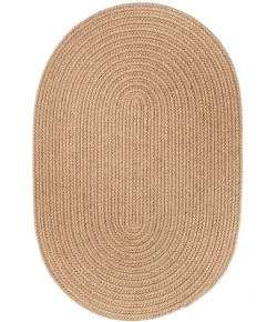Rhody Solid Wool Taupe S114 2 ft. X 3 ft. Oval Braided Rug