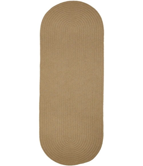 Rhody Solid Wool Taupe S114 2 ft. X 4 ft. Oval Runner Rug