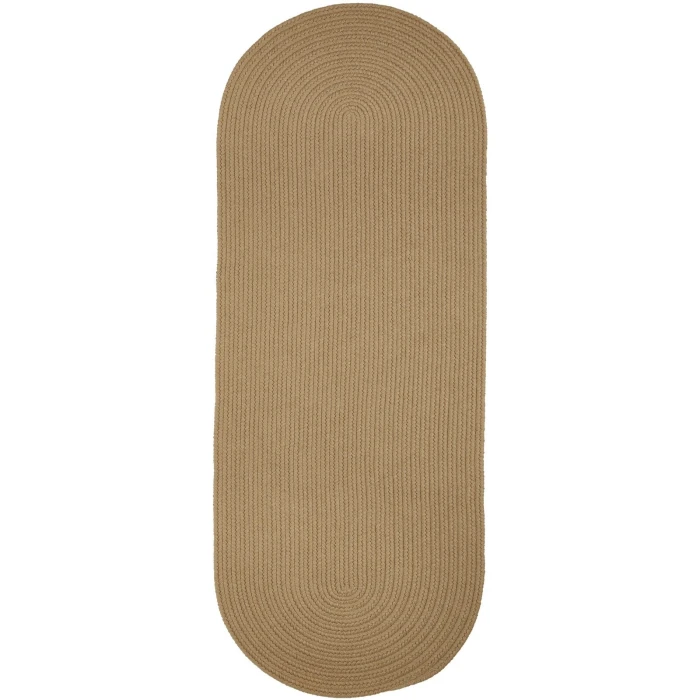 Rhody Solid Wool Taupe S114 2 ft. X 4 ft. Oval Runner Rug
