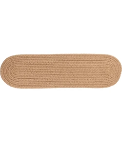 Rhody Solid Wool Taupe S114 8 in. X 28 in. Stair Tread Set-of-13 Braided Rug