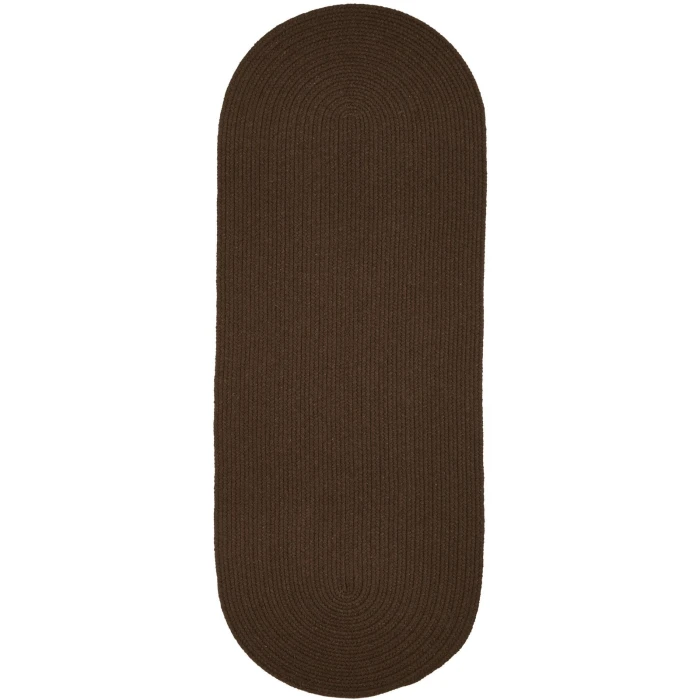 Rhody Solid Wool Walnut S116 2 ft. X 4 ft. Oval Runner Rug