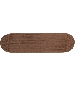 Rhody Solid Wool Walnut S116 8 in. X 28 in. Stair Tread Set-of-13 Braided Rug