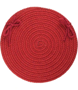 Rhody Solid Wool Scarlet S120 15 in. X 15 in. Chair Pad Braided Rug