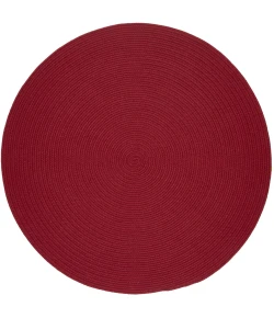 Rhody Solid Wool Scarlet S120 4 ft. X 4 ft. Round Braided Rug