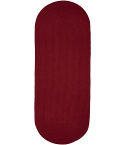 Rhody Solid Wool Scarlet S120 2 ft. X 4 ft. Oval Runner Braided Rug