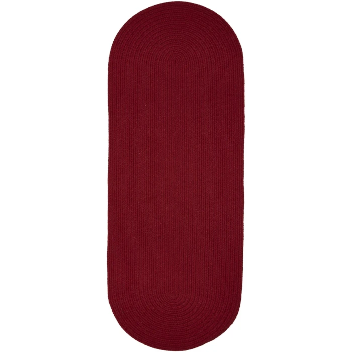 Rhody Solid Wool Scarlet S120 2 ft. X 6 ft. Oval Runner Rug