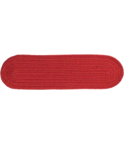 Rhody Solid Wool Scarlet S120 8 in. X 28 in. Stair Tread Set-of-13 Braided Rug