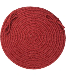 Rhody Solid Wool Barn Red S121 15 in. X 15 in. Chair Pad Braided Rug