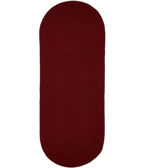 Rhody Solid Wool Barn Red S121 2 ft. X 8 ft. Oval Runner Rug