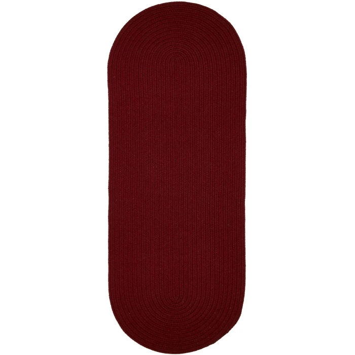 Rhody Solid Wool Barn Red S121 2 ft. X 6 ft. Oval Runner Rug