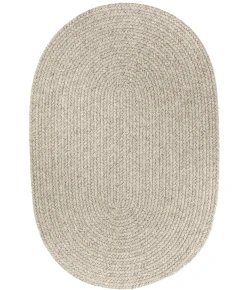 Rhody Solid Wool Lt. Gray S123 3 ft. X 5 ft. Oval Braided Rug