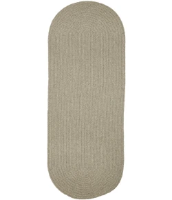 Rhody Solid Wool Lt. Gray S123 2 ft. X 8 ft. Oval Runner Braided Rug