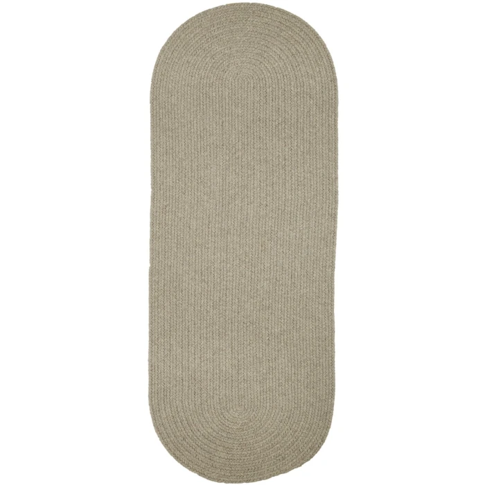 Rhody Solid Wool Lt. Gray S123 2 ft. X 4 ft. Oval Runner Rug
