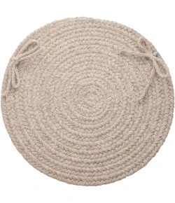 Rhody Solid Wool Lt. Gray S123 15 in. X 15 in. Chair Pad Braided Rug
