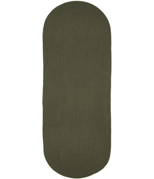 Rhody Solid Wool Dk. Sage S129 2 ft. X 4 ft. Oval Runner Rug