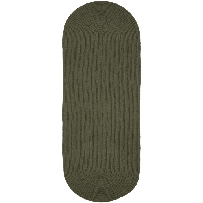 Rhody Solid Wool Dk. Sage S129 2 ft. X 8 ft. Oval Runner Rug