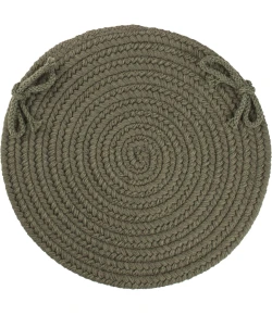 Rhody Solid Wool Dk. Sage S129 15 in. X 15 in. Chair Pad Set-of-4 Braided Rug