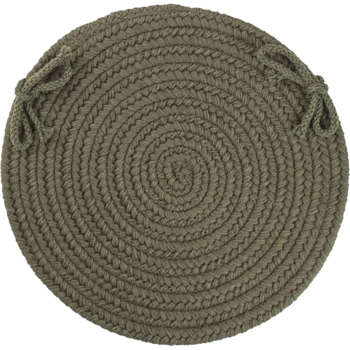 Rhody Solid Wool Dk. Sage S129 15 in. X 15 in. Chair Pad Rug