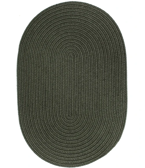Rhody Solid Wool Dk. Sage S129 2 ft. X 3 ft. Oval Rug