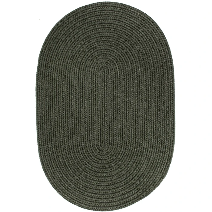 Rhody Solid Wool Dk. Sage S129 2 ft. X 3 ft. Oval Rug