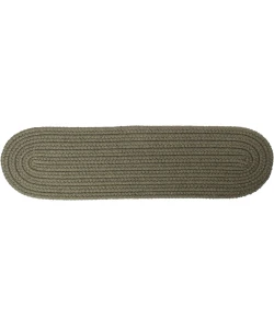 Rhody Solid Wool Dk. Sage S129 8 in. X 28 in. Stair Tread Braided Rug