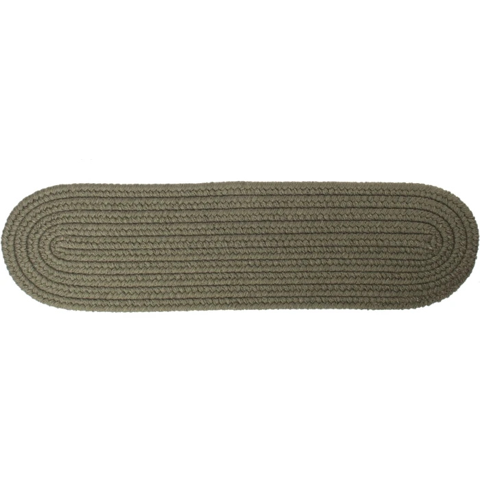 Rhody Solid Wool Dk. Sage S129 8 in. X 28 in. Stair Tread Rug