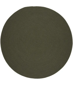 Rhody Solid Wool Dk. Sage S129 4 ft. X 4 ft. Round Braided Rug