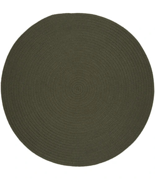Rhody Solid Wool Dk. Sage S129 4 ft. X 4 ft. Round Rug