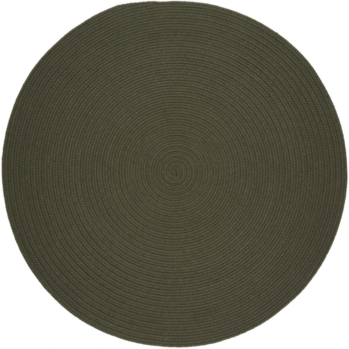 Rhody Solid Wool Dk. Sage S129 4 ft. X 4 ft. Round Rug