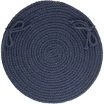 Rhody Solid Wool Navy S156 15 in. X 15 in. Chair Pad Set-of-4 Braided Rug