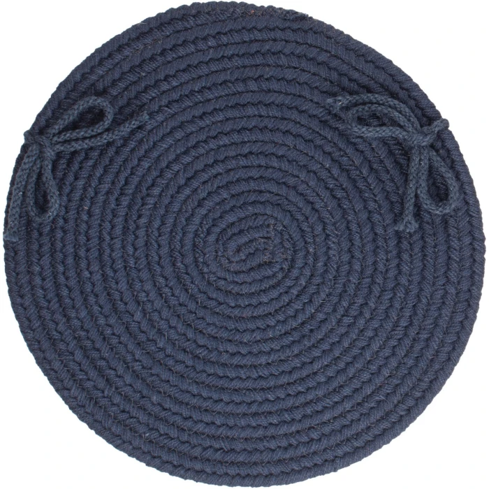 Rhody Solid Wool Navy S156 15 in. X 15 in. Chair Pad Set-of-4 Rug