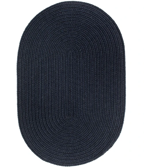 Rhody Solid Wool Navy S156 2 ft. X 3 ft. Oval Rug