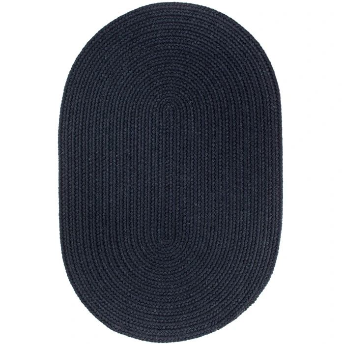 Rhody Solid Wool Navy S156 5 ft. X 8 ft. Oval Rug