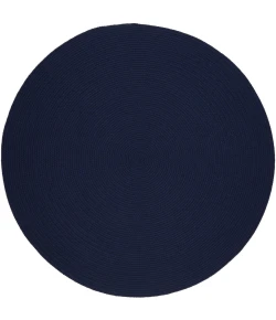 Rhody Solid Wool Navy S156 4 ft. X 4 ft. Round Braided Rug