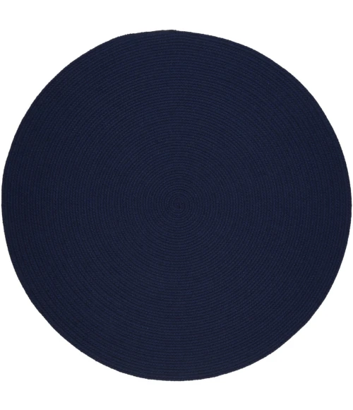 Rhody Solid Wool Navy S156 8 ft. X 8 ft. Round Rug