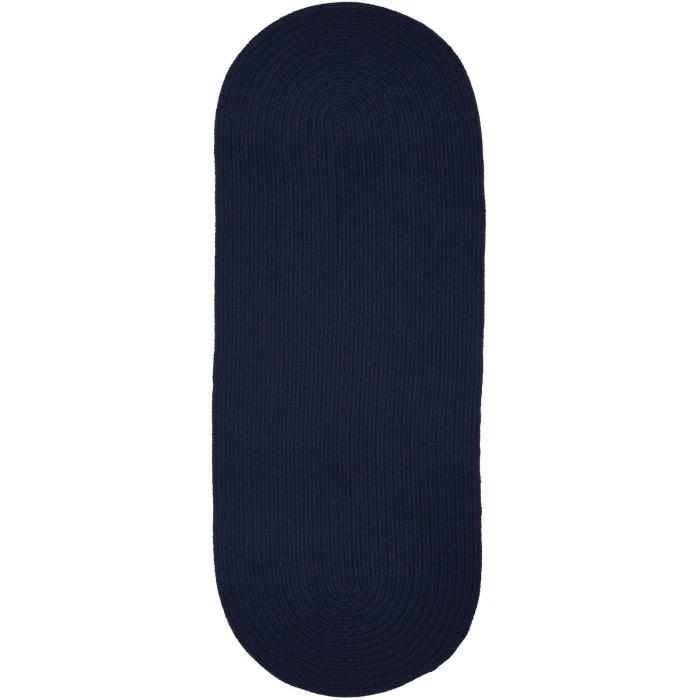 Rhody Solid Wool Navy S156 2 ft. X 4 ft. Oval Runner Rug